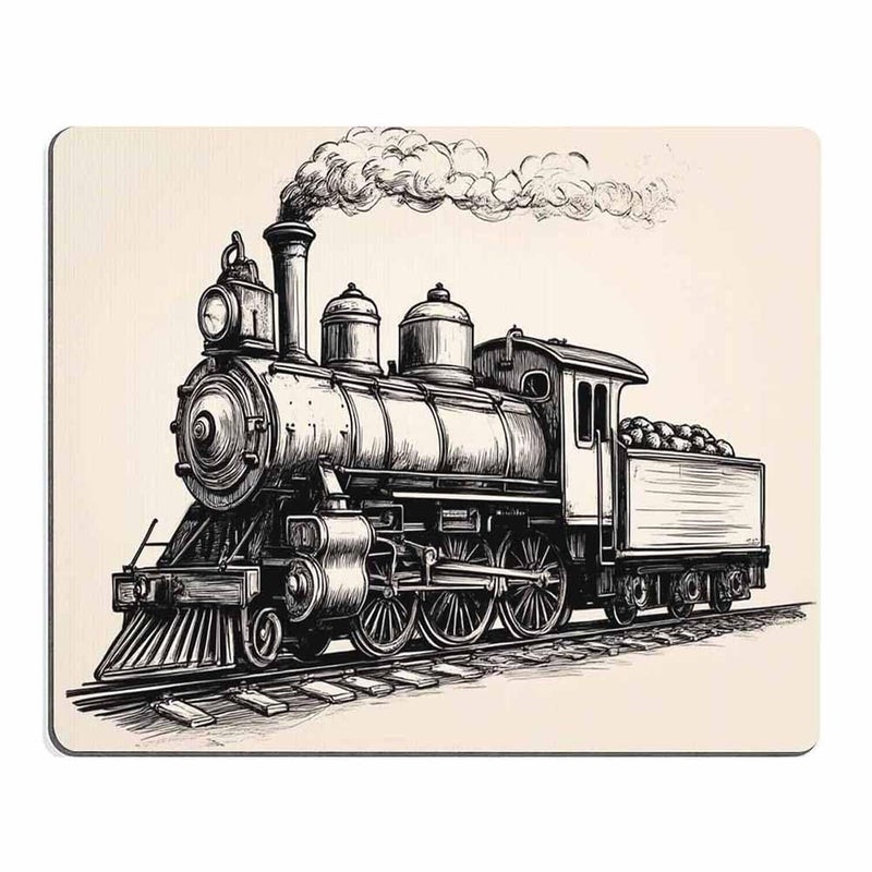 Mugod Train Mouse Pad Steam Locomotive Transport Railroad Railway Trip Vintage Grey Mouse Mat Non-Slip Rubber Base Mousepad for Computer Laptop PC Gaming Working Office & Home 9.5x7.9 Inch - Image 1